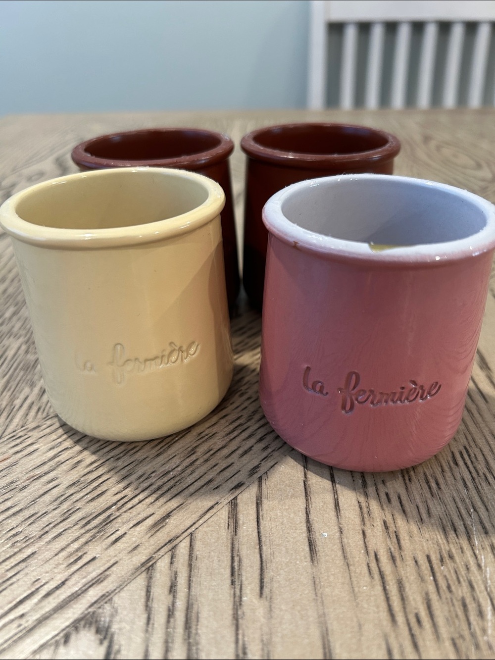 La Fermière Brown Rose/pink and yellowTerracotta Yogurt Pots Set of 4